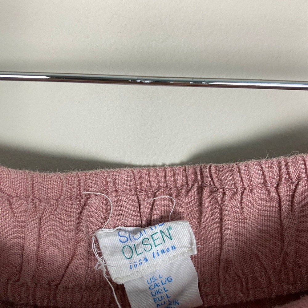 Sigrid Olsen Linen Wide Leg Pants Womens Large Pink Pull On Casual Coastal - Picture 3 of 6